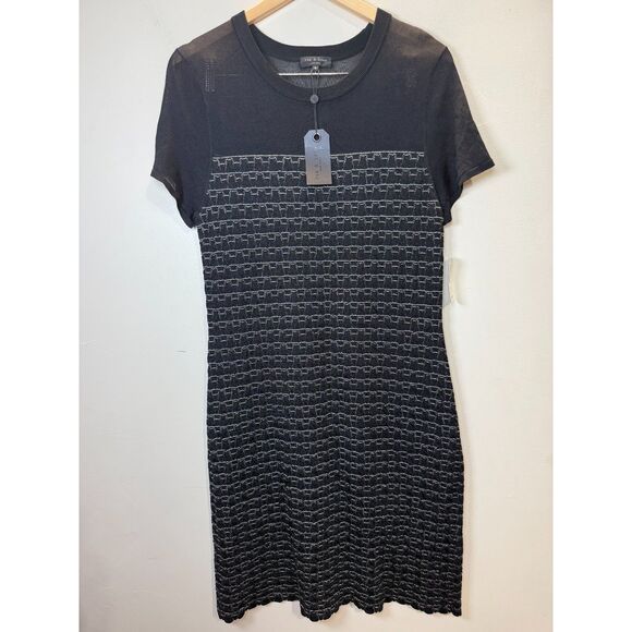 Rag & Bone Women's W272647XG Size L Black Gwen Short-Sleeve Sweater Dress NWT - Picture 3 of 9